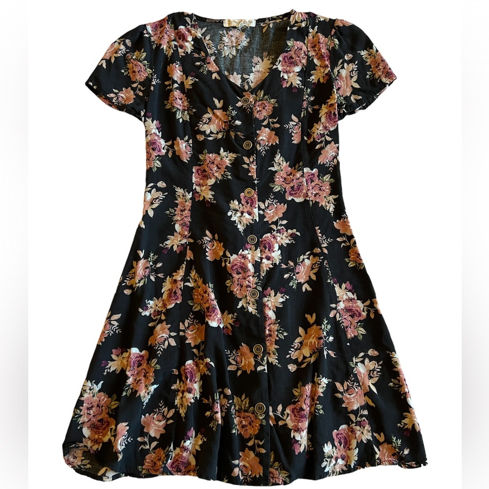 Rewind Black Floral Dress